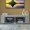 Basicwise White Entertainment TV Stand with LED Lights and Glass Shelves with UV Frame QI004417L - alternate 3